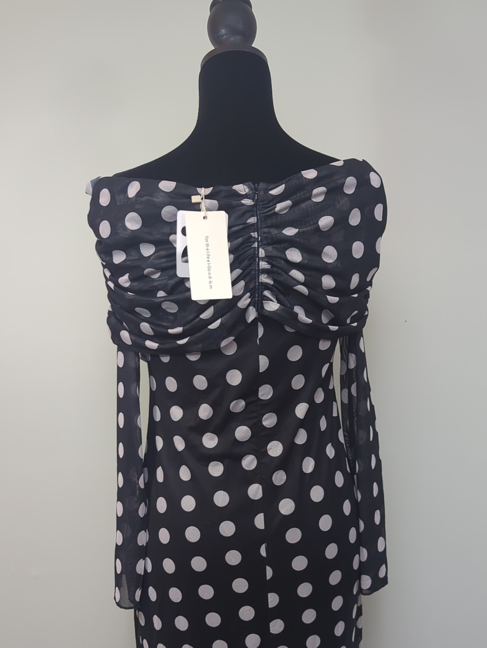 Black and White Polka Dot Maxi Dress - Picture 6 of 11